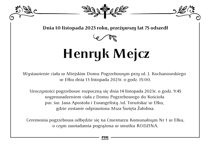 Henryk Mejcz - nekrolog